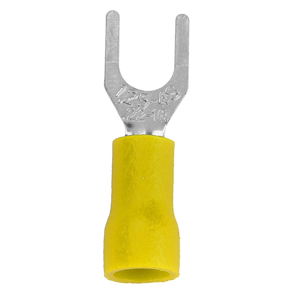 250Pcs Insulated Electrical Wire Terminals Crimp Fork Connector Set (Yellow) 8471324819036