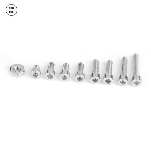 260pcs/set #6-32 Stainless Steel Hex Socket Cap Head Screws and Nuts Assortment 2