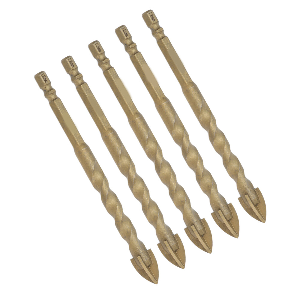 5Pcs Cross Spearhead Drill Carbide Bits With 1/4In Hex Shank For Glass Ceramic Marble 12Mm Hole 8091324821565