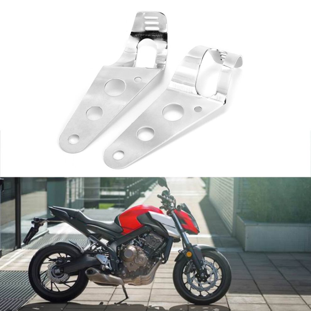 2Pcs Aluminum Alloy Headlight Bracket Mount Stand Support For Motorcycleelectroplated Large 1.5-2.0In Silver 4911324822000