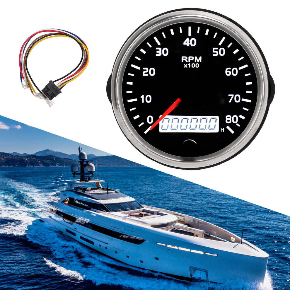 85Mm Pointer Tachometer 0Â8000Rpm Lcd Display Universal For Car Truck Boat Diesel Gasoline Engine 9Â32V 7631324824954