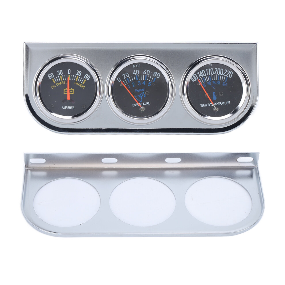 52Mm Triple Gauge Kit Set 3ÂInâ1 Amp Oil Pressure Water Temp Meter For 12V Vehicles 7891324825058
