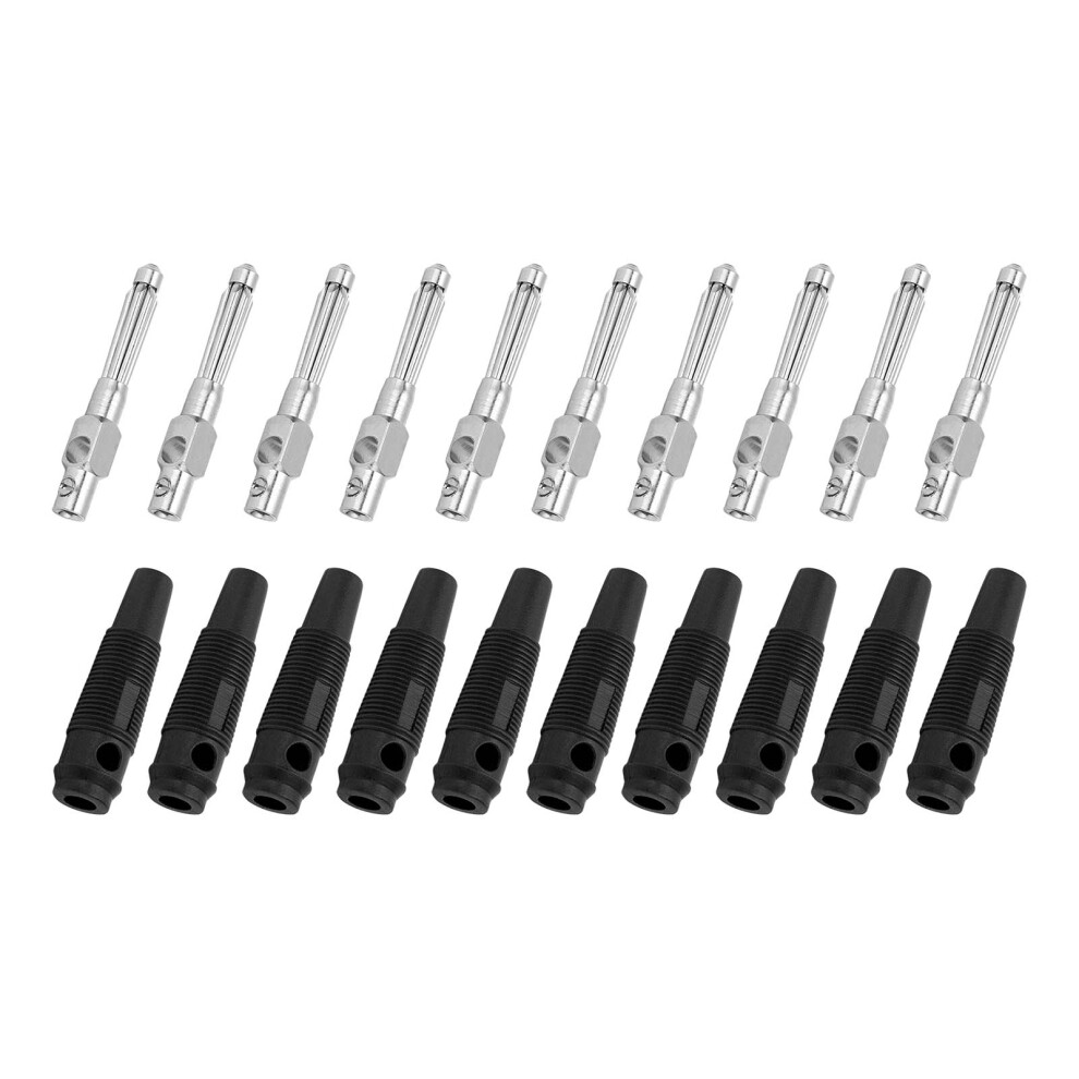 10Pcs 4Mm 7Pin Banana Plug Copper 1000V 32A Stackable Male Plugs With Soft Sleeve Screw Tightblack 4681324825423