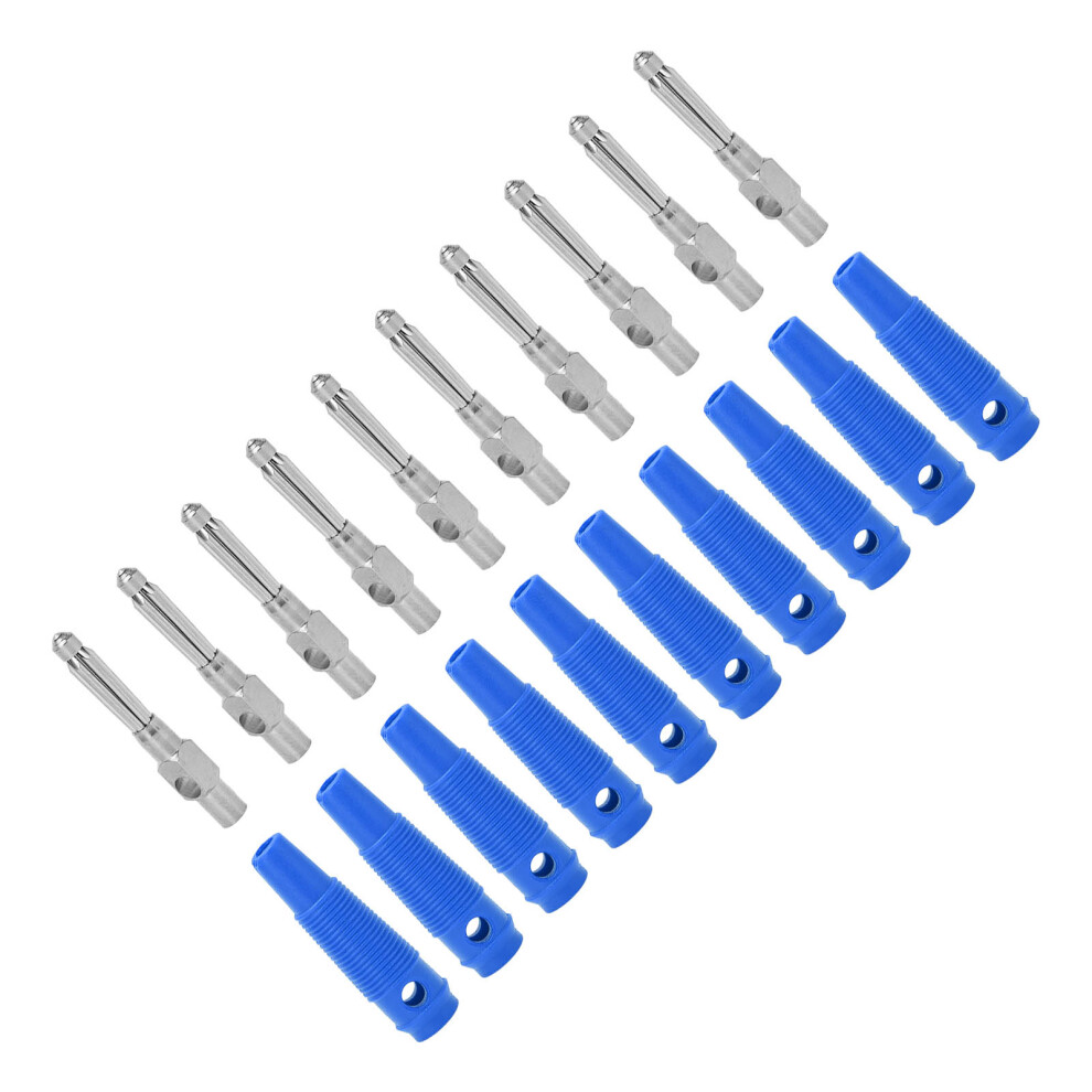 10Pcs 4Mm 7Pin Banana Plug Copper 1000V 32A Stackable Male Plugs With Soft Sleeve Screw Tightblue 4921324825444