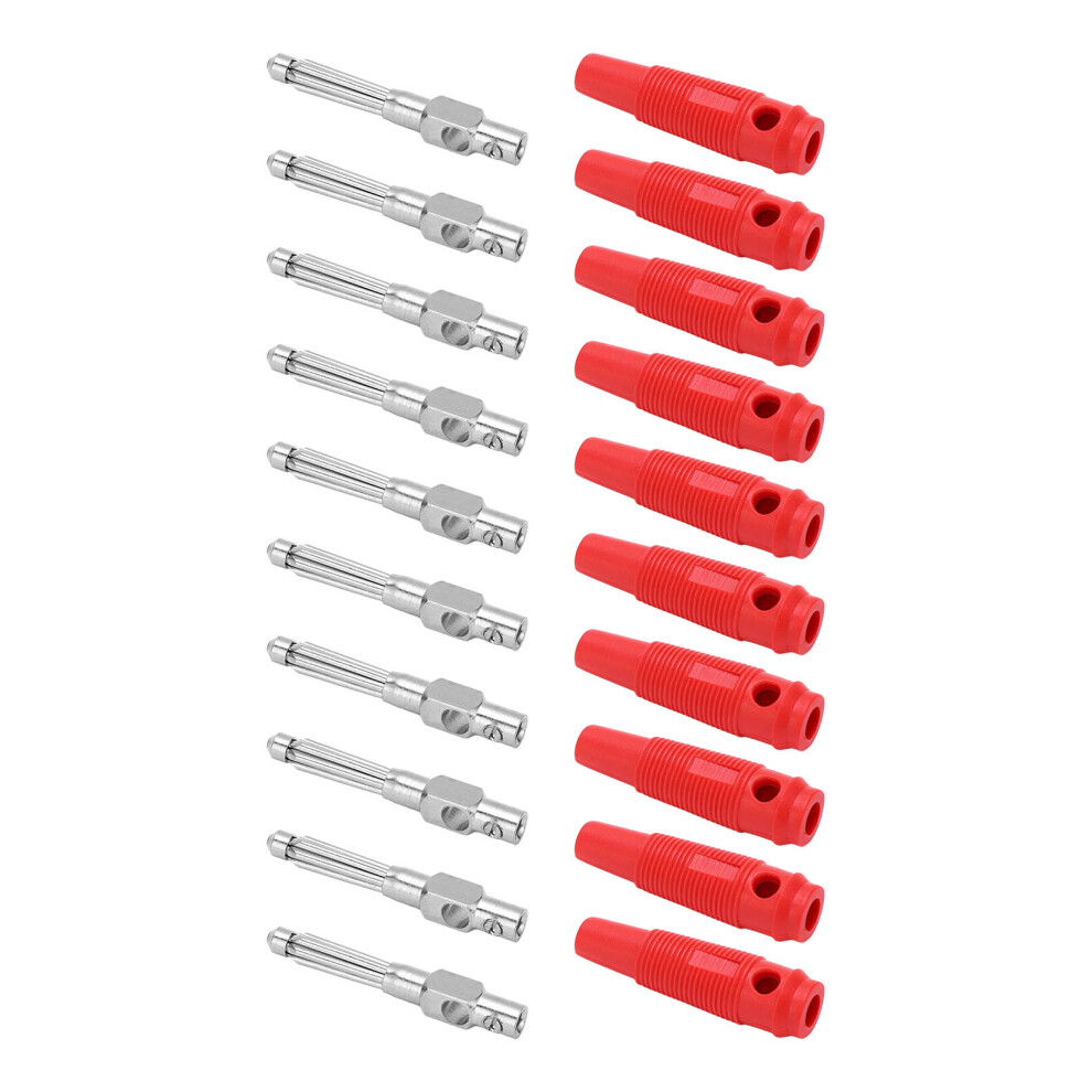 10Pcs 4Mm 7Pin Banana Plug Copper 1000V 32A Stackable Male Plugs With Soft Sleeve Screw Tightred 7891324825430