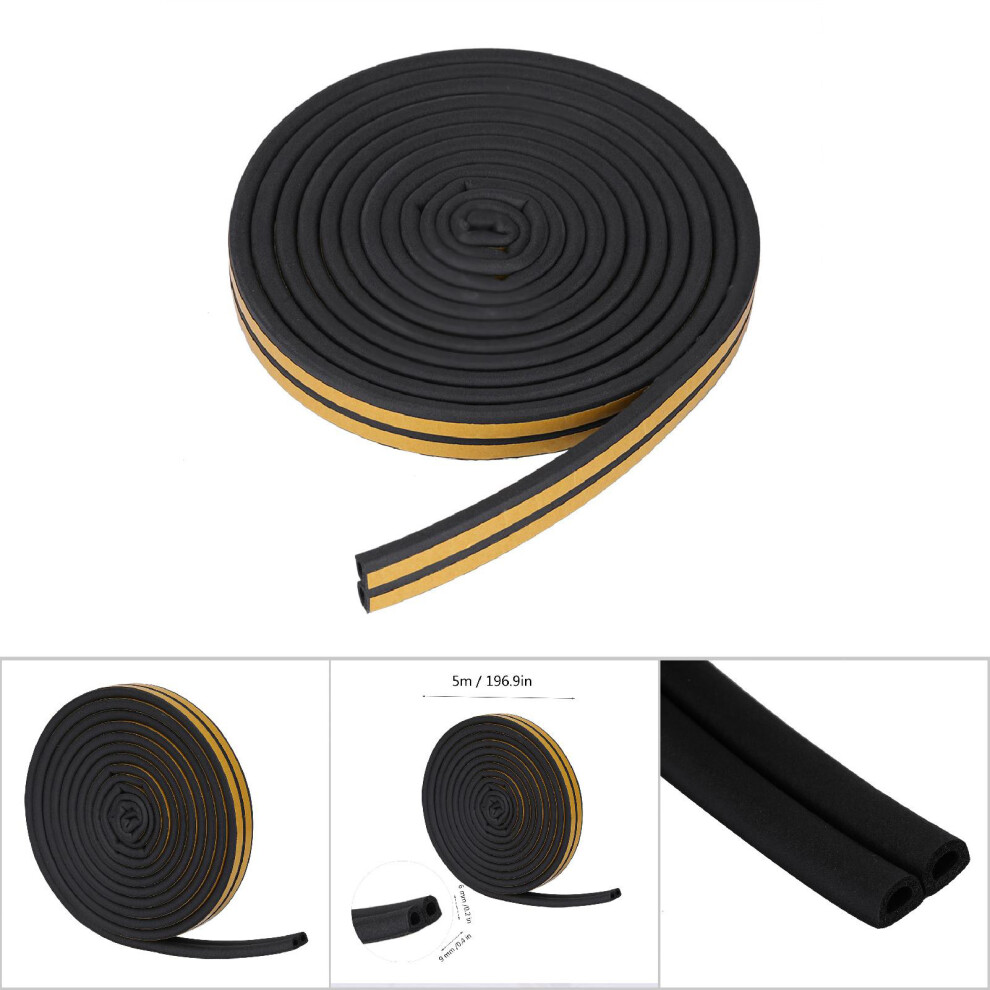 5 Meters 9*6Mm Self Adhesive Door Window Sound Insulation Sealing Strip Rubber Seal (Black) 8401324826680