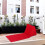 Household Inflatable Triangular Back Support Pillow Portable Folding Cushion Indoor OutdoorRed 5