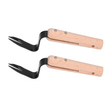 2Pcs Forked Head Hand Weeder Puller Wood Handle Remove Weeds Shovel Garden Weeding Fork Trimming Tools Planting Gadgets