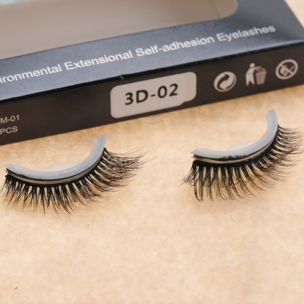 3D Professional Self Adhesive Eyelashes No Stimulation False Eyelashes Extension 02#