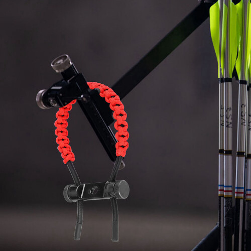 Archery Equipment Adjustable Compound Wrist Rope Polyester Braided Strap Cord (Red)