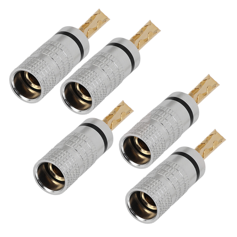 5Pcs J.10054 Serrated Banana Plug 4Mm Solderless 24K Plated Speaker Wire Banana Plugs For Speaker Wire Siding Home Theaterblack Gold 9491324832438