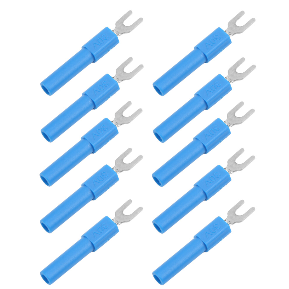 10Pcs 4Mm Fork Spade Wire Connectors U Type Electrical Crimp Terminal For Testing Multimeterblue 4381324832482