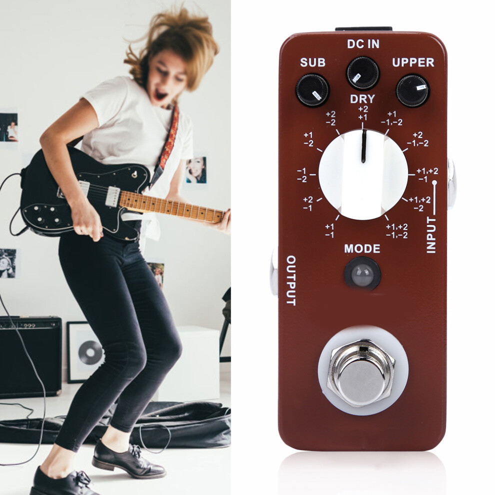 DC 9V/128mA Full Metal Shell Mini Octave Guitar Effect Pedal 11 Octave Modes True Bypass