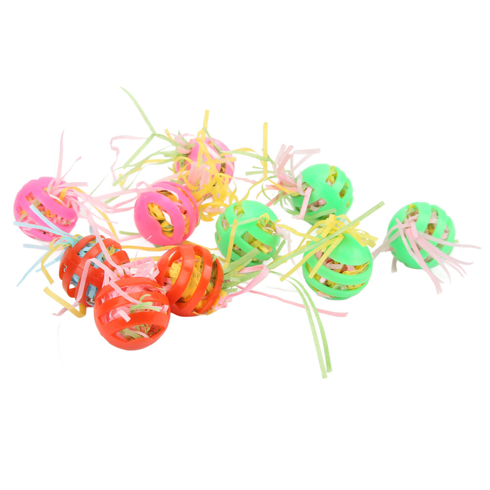 10pcs Bird Ball Toy Colorful Hollow Stuffed Parrots Foraging Balls with Bell for Budgie Cockatiel