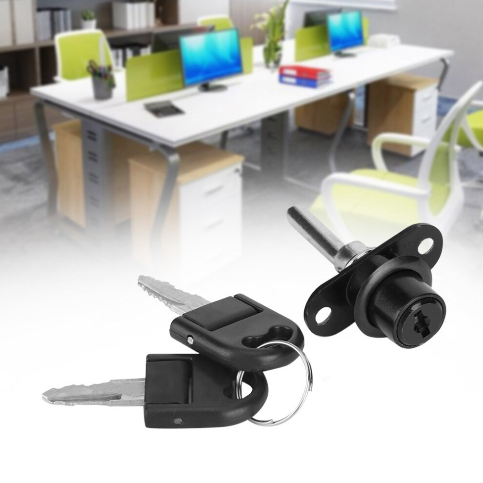 2Pcs Furniture Drawer Wardrobe File Cabinet Lock With Keys Office Security (19Mm Head Black) 9381324836010