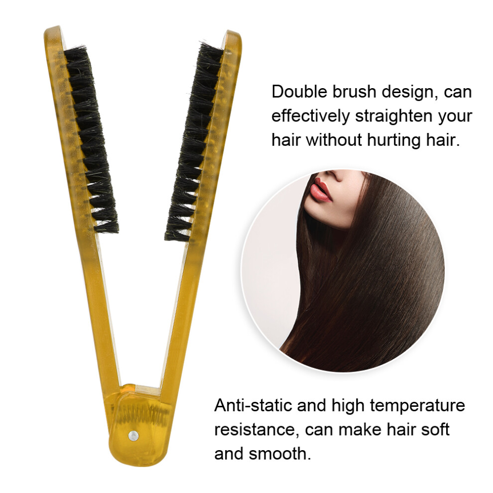 Unisex Yellow Hair Straightening Plywood Comb Straightener Styling Comb Hairdressing Tool (Yellow)