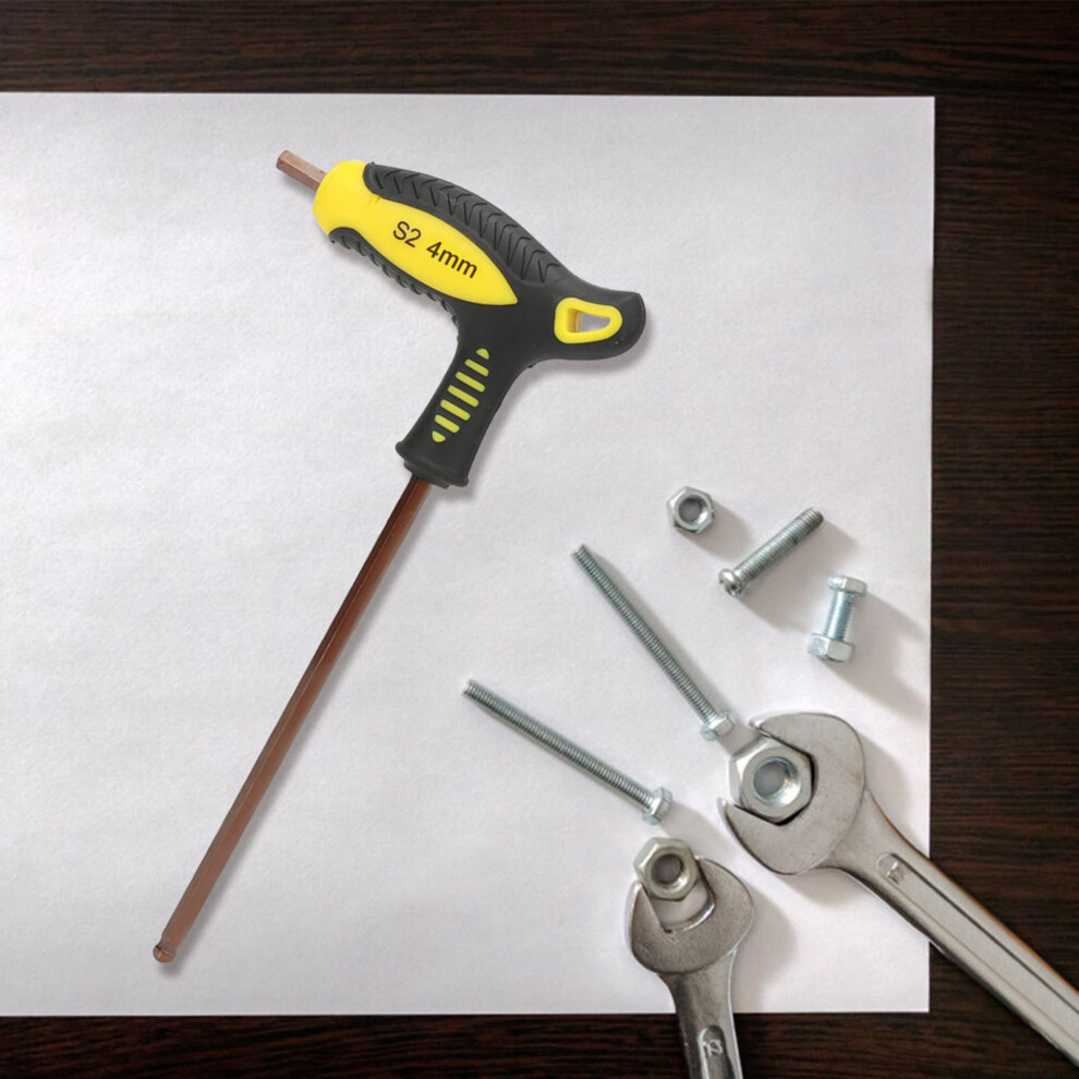 Ball Head T Shape Long Handle Hex Key Wrench Professional Repairing Hand Tool (4Mm) 4661324838982