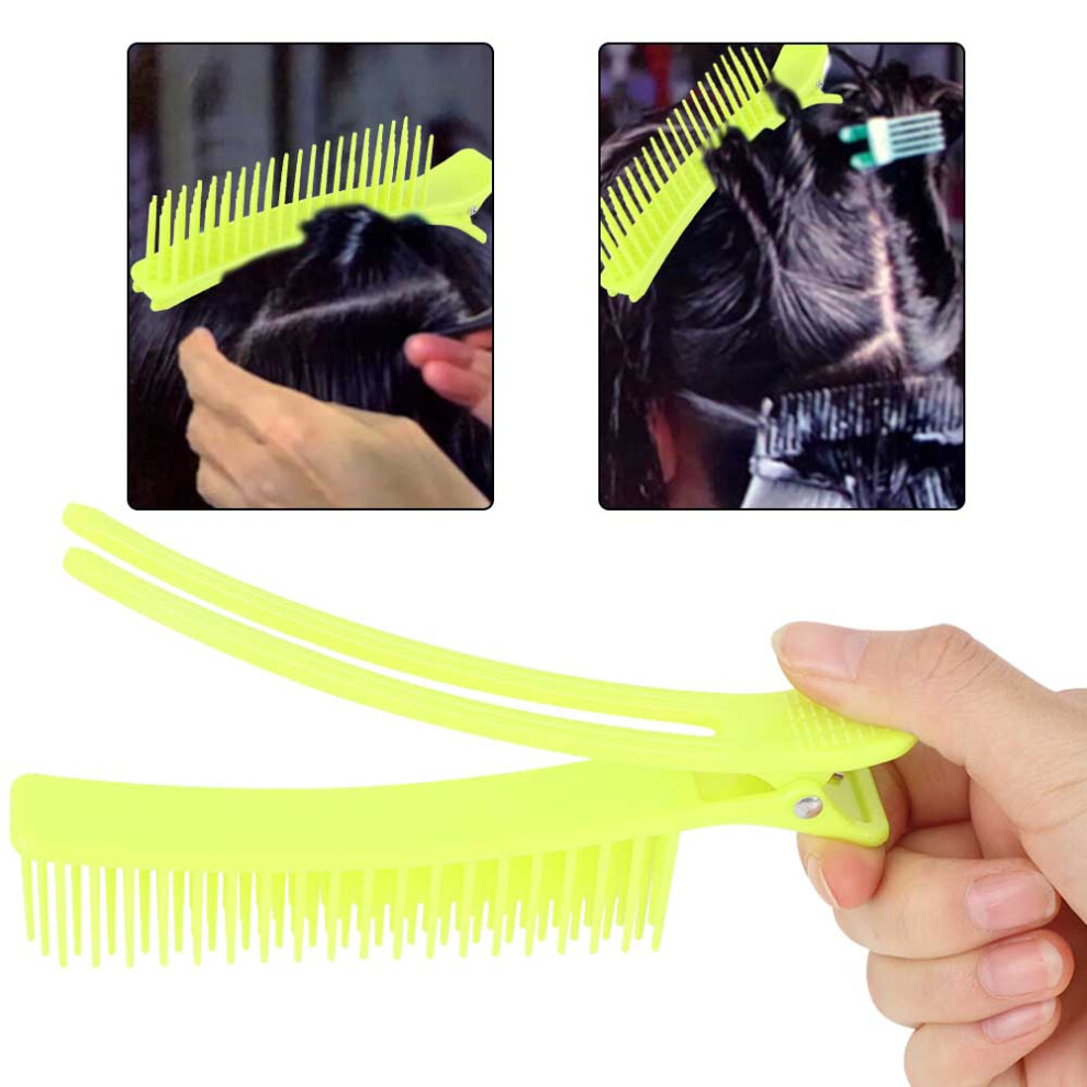 Unisex 2Pcs Hair Styling Clip Sectioning Hairpin Hairdressing Partition Hairgrip Fluorescent Color