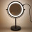 8in LED Makeup Mirror Double Sides 3X Magnifying Touching Switch 360 Degree Rotating Mirror Black 8