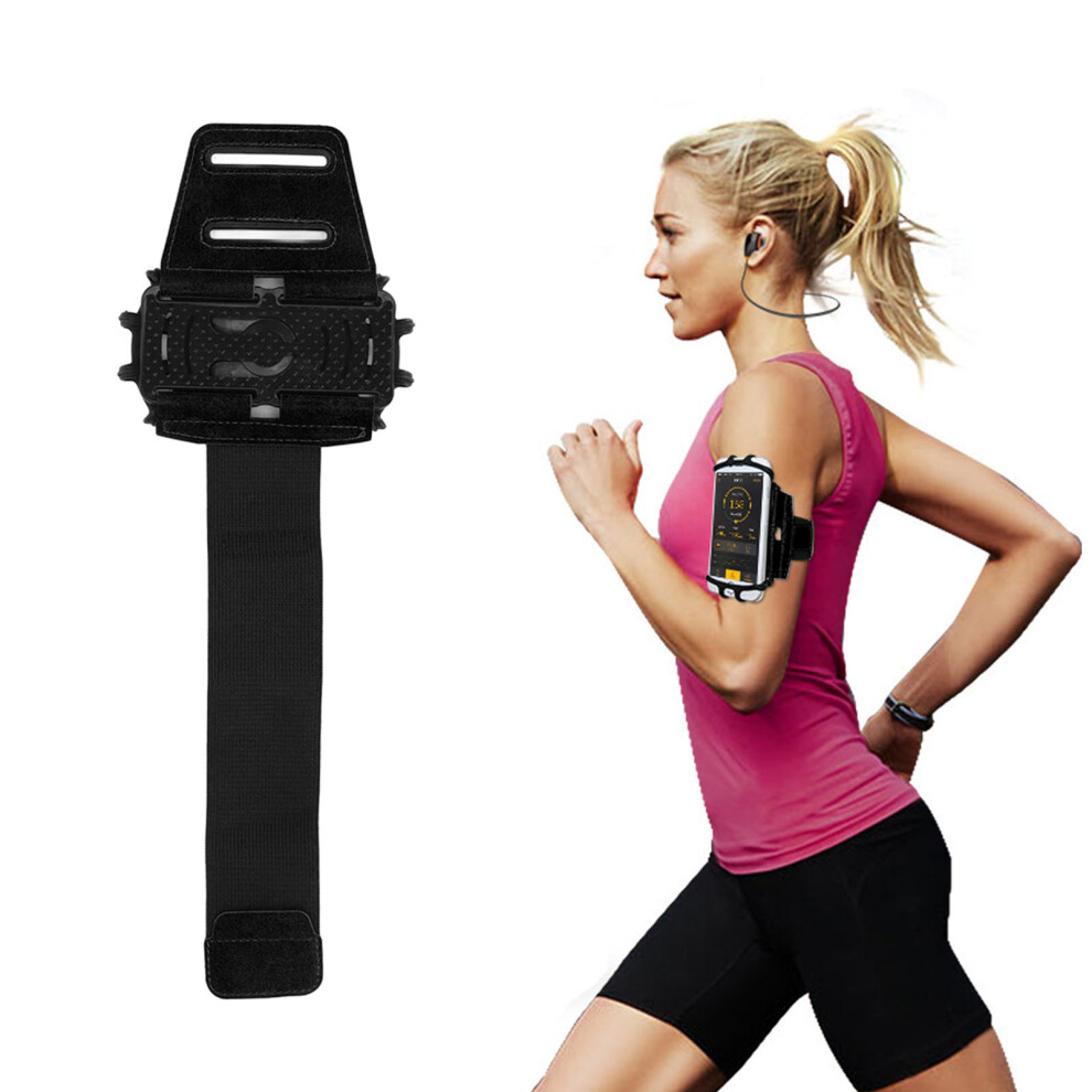 Mobile Phone Holder for Running Armband 360 Degree Rotatable Smart Phone Armband with Headphone Data Cable Storage Layer Elegant Black Larg