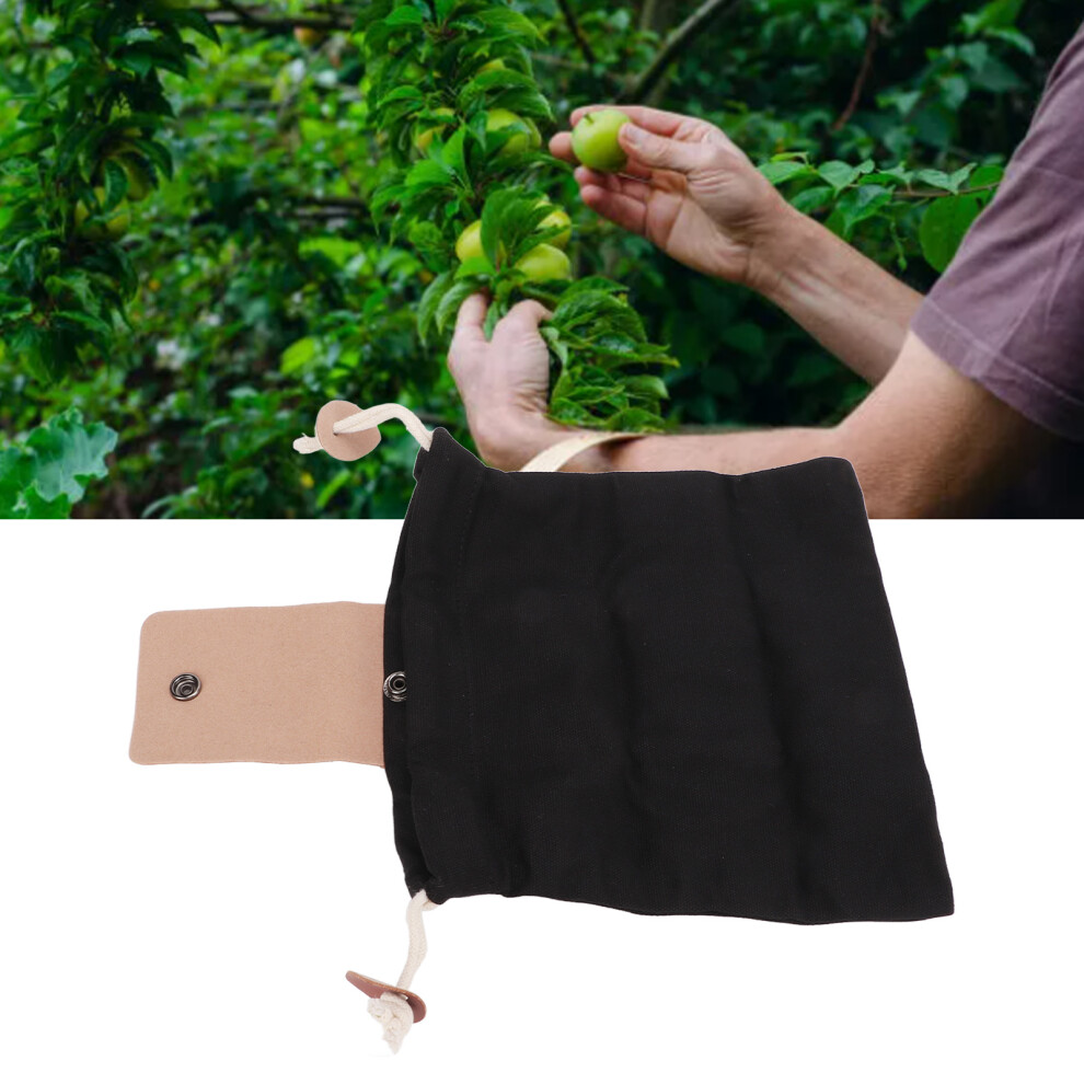 Outdoor Foraging Bags Fruit Picking Pu Leather Canvas Foraging Pouch Camping Waist Hanging Tool Bag Black 3341324845999