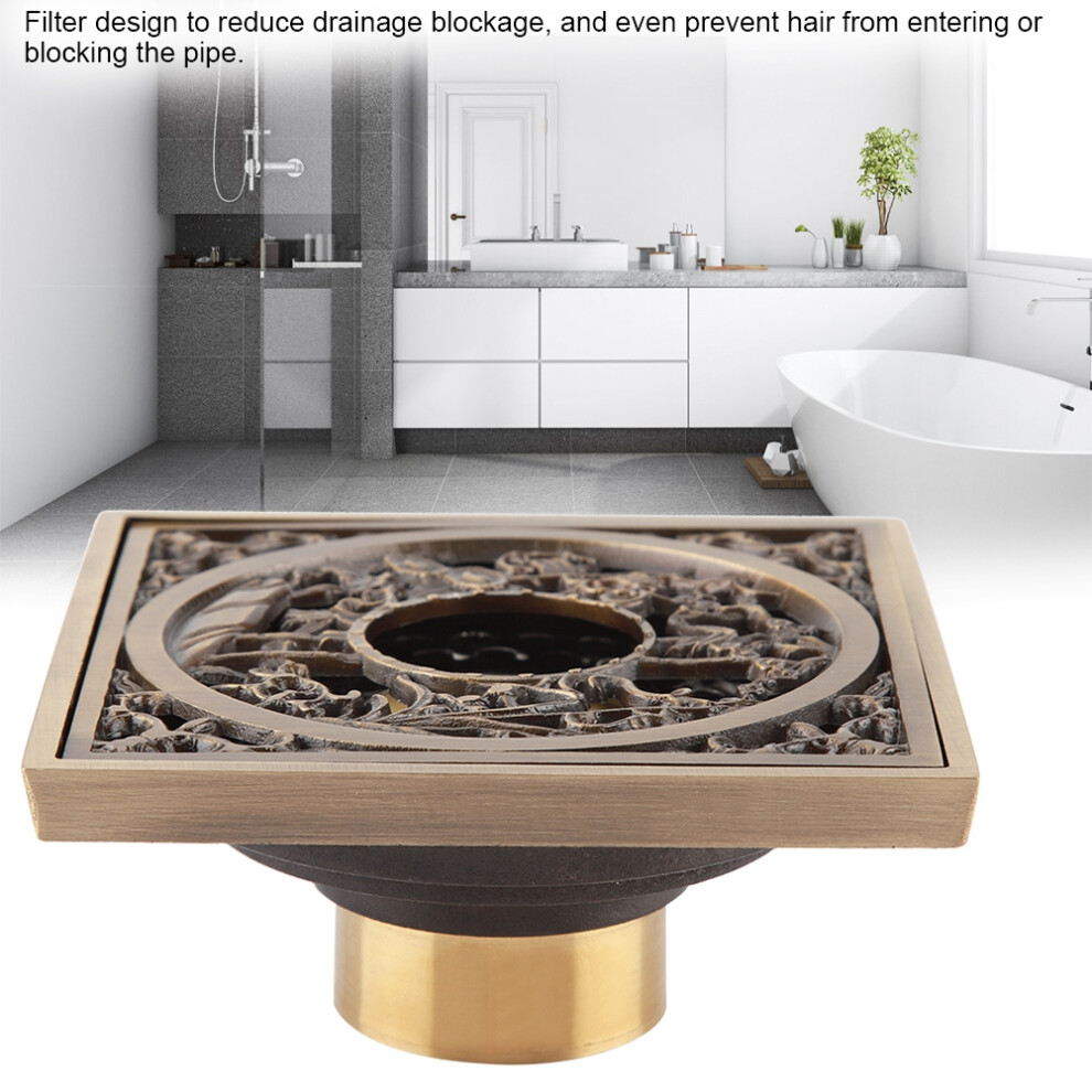 Antique Brass 10Cm Shower Floor Drain Bathroom Waste Drain Strainer Cover Grate(#3) 7891324846992