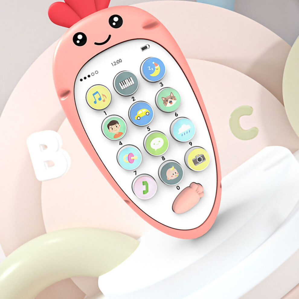 Baby Phone Toy Silicone Baby Pretend Phone Toy Turnip Shaped Play Phone Interactive Toys Pink