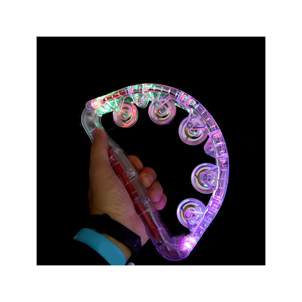 2PCS LED Musical Tambourine Flashing Tambourines Hand Percussion Instrument
