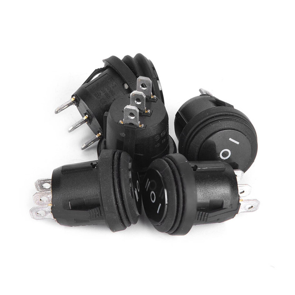 5Pcs 3 Position On/Off/On Black Round Rocker Switch 3 Pin 10A/125V 6A/250V 9311324860111