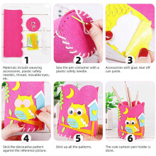 6PCS DIY Children Craft Pencil Holder Kids Craft Toy Safety Durable with Sewing Kit Handwork Felt Pencil Case