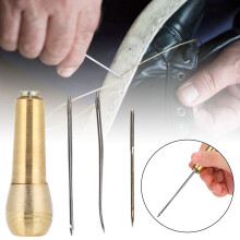 2 Set Copper Handle Sewing Awl Taper Leather Shoe Repair Tool Leather Craft Needle Kit