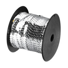 100 Yard Sequin String 6mm Decorative Accessory for Cloth Shoe Plastic Resin Sequin Line Silver 100 Yard/Roll