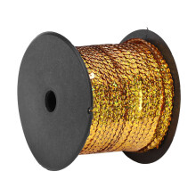 100 Yard Corde de Paillettes en Résine Plastique 6mm Accessoire Décoratif Laser Or(Laser Golden 100 Yard Roll)