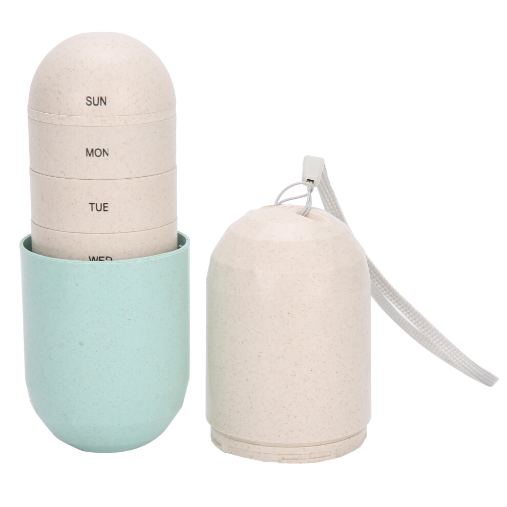 Grain 7 Day Pills Case Travel Portable Pills Organizer Weekly Capsule Shape Medicine Case