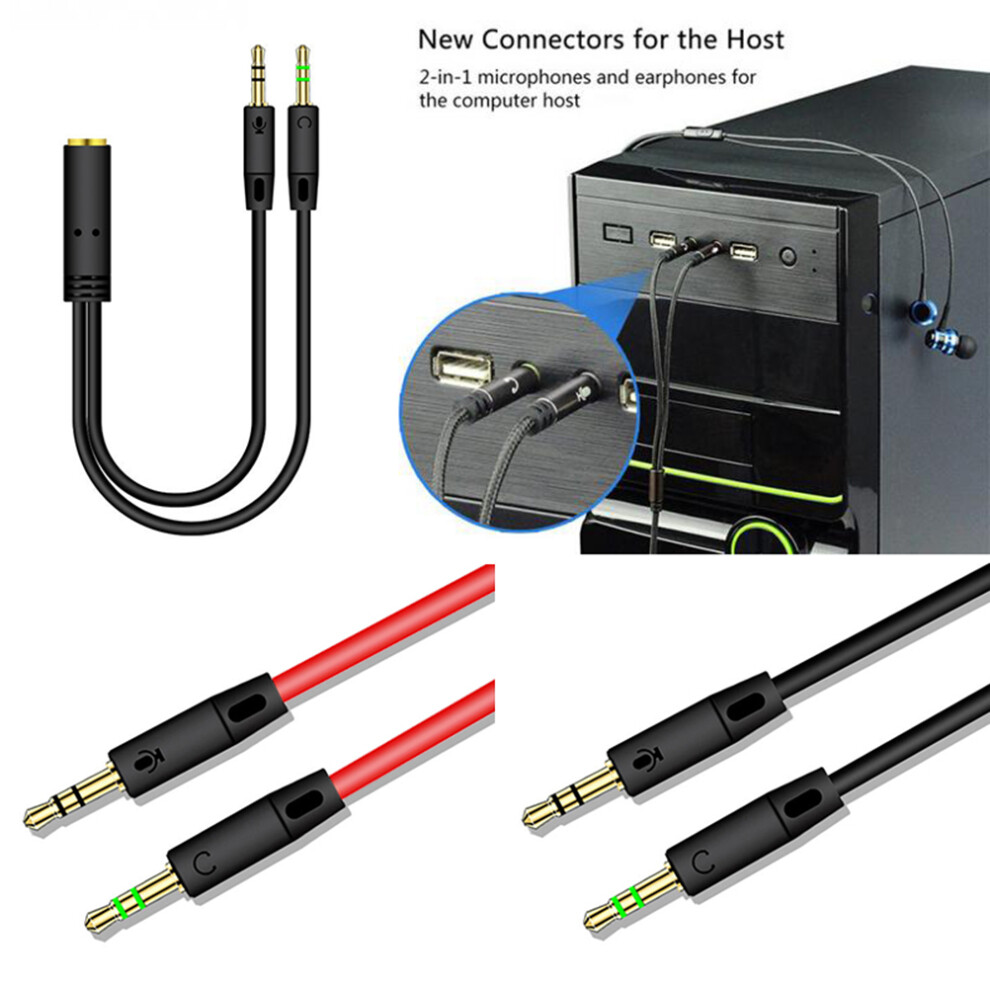 Splitter Headphone For Computer 3.5Mm Female To 2 Male Headphone Mic Audio Y Splitter Cable 8781324864760