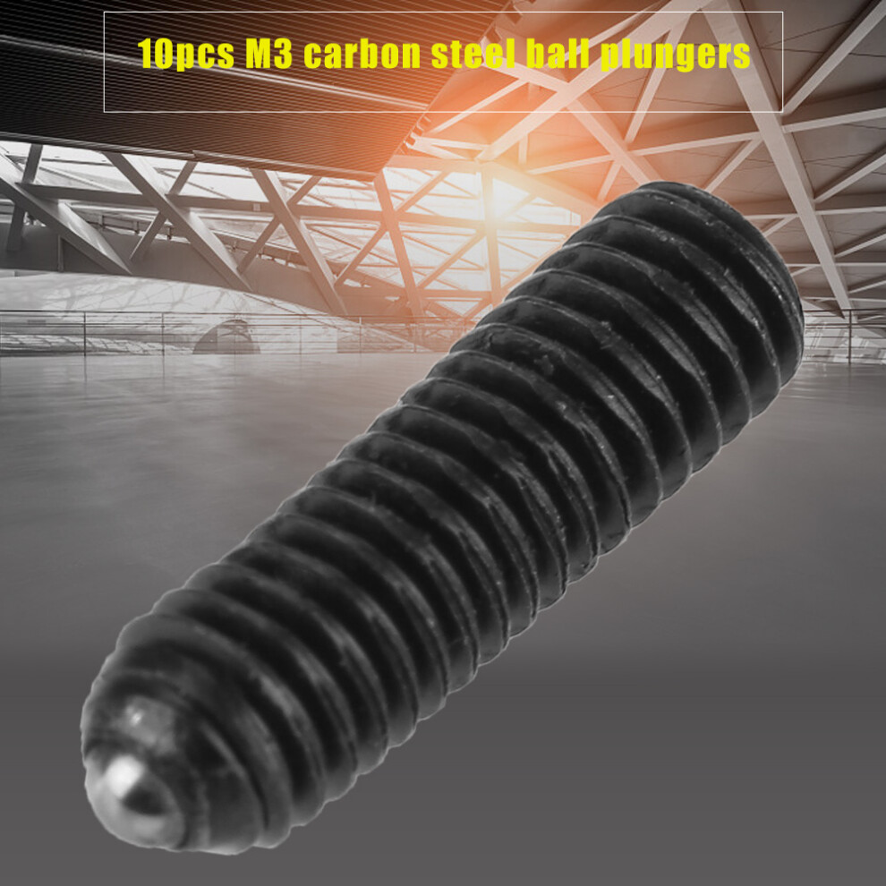 10Pcs M3 Screw Thread Hex Socket Carbon Steel Ball Spring Plungers Set (M3*12) 8451324866735