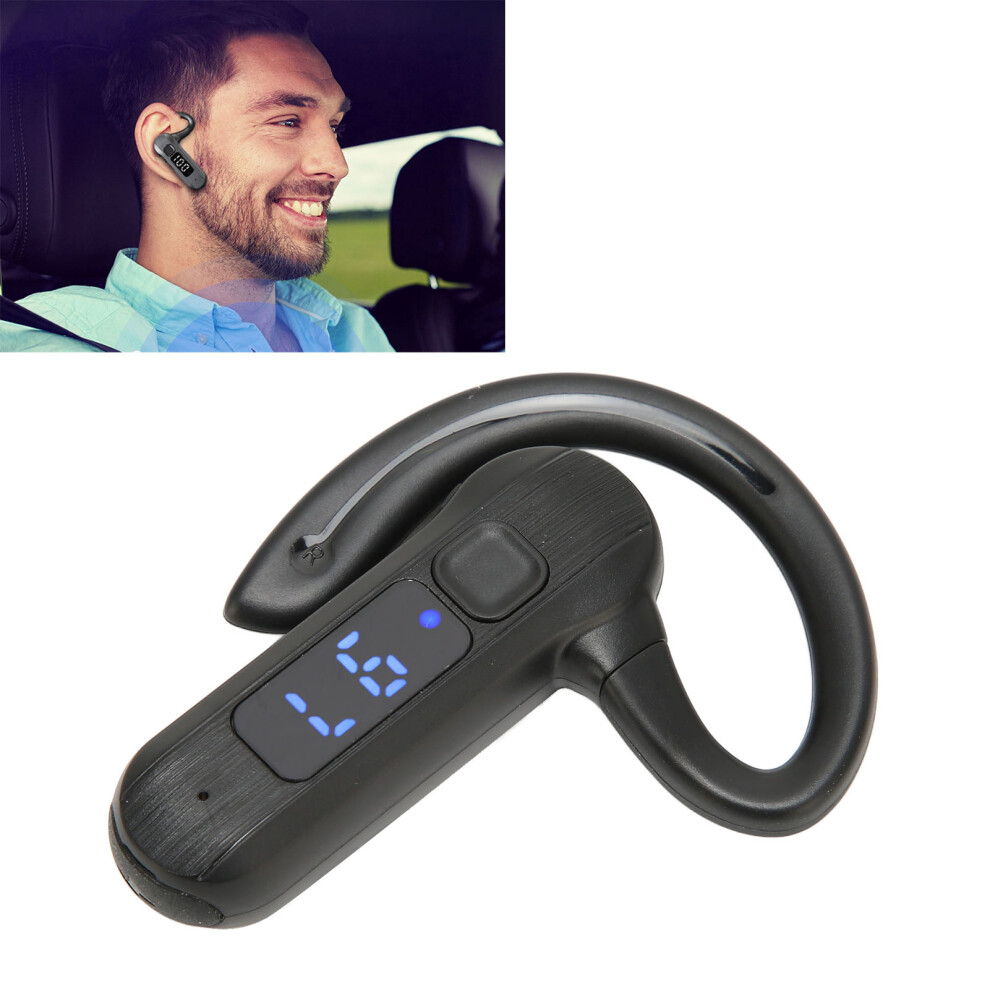 Single Ear Bone Conduction Headset Digital Display Voice Control Answering Wireless Earphone for Sports Business Black-image-OPC-PHX56ZY-NEW