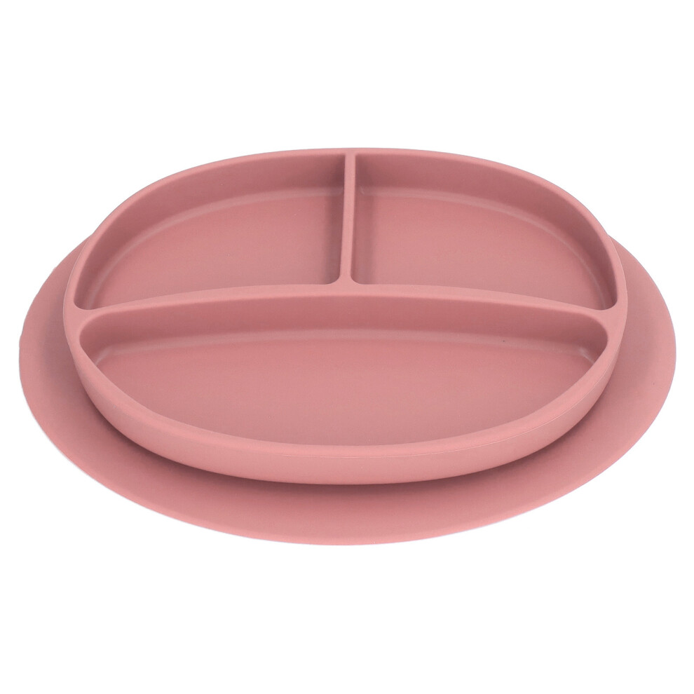 Baby Suction Plate Bpa Free Microwave Dishwasher Safe Prevent Slip Portable Silicone Toddler Divided Dish Pink