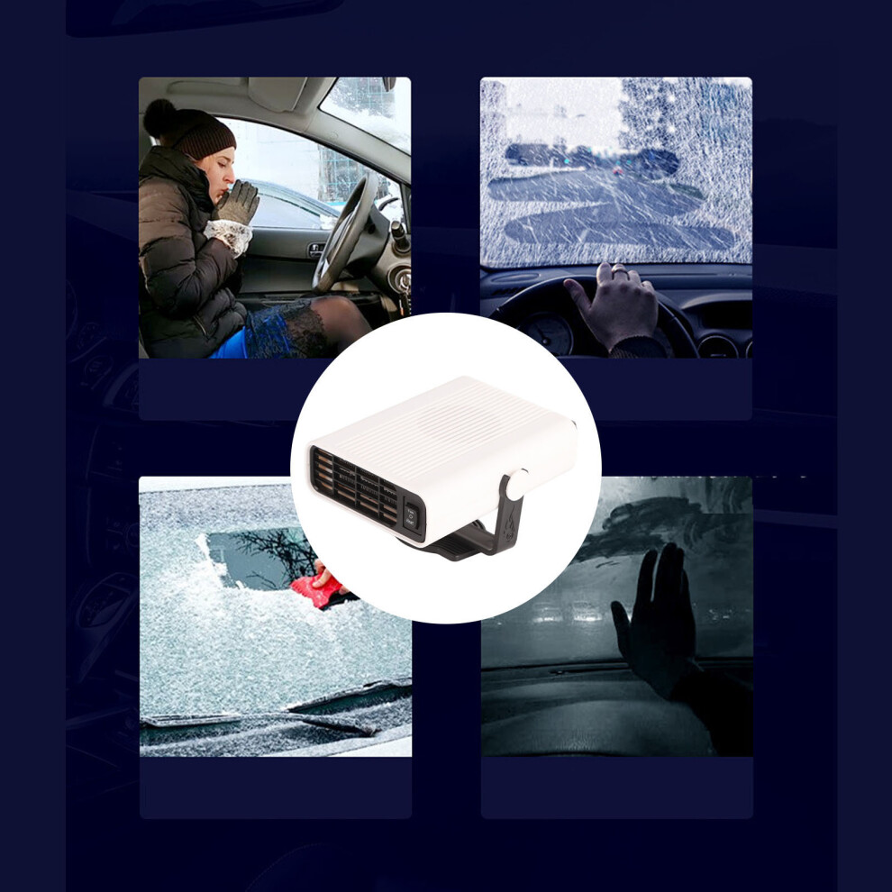 Car Heater 360 Degree Rotating Quick Heating Portable Cigarette Lighter Defogger Defroster For Truck 24V White 4981324866830