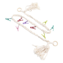 Hanging Stuffed Animal Storage Chain Space Saving Wall Toy Storage Decor with Clips and Hooks for Children's Room Beige