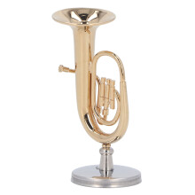 Miniature Tuba Model Brass Gold Plated Euphonium Mini Miniature Tuba Musical Instrument Model Gift With Base