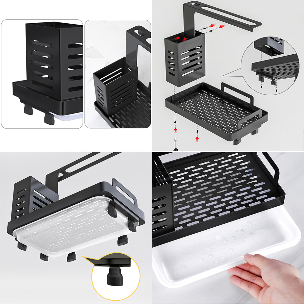 Kitchen Sink Caddy Organizer 304 Stainless Steel Sponge Soap Brushes Dispenser Holder With Rag Rack Suction Cups Dishcloth Holder With Drai 4941324868395