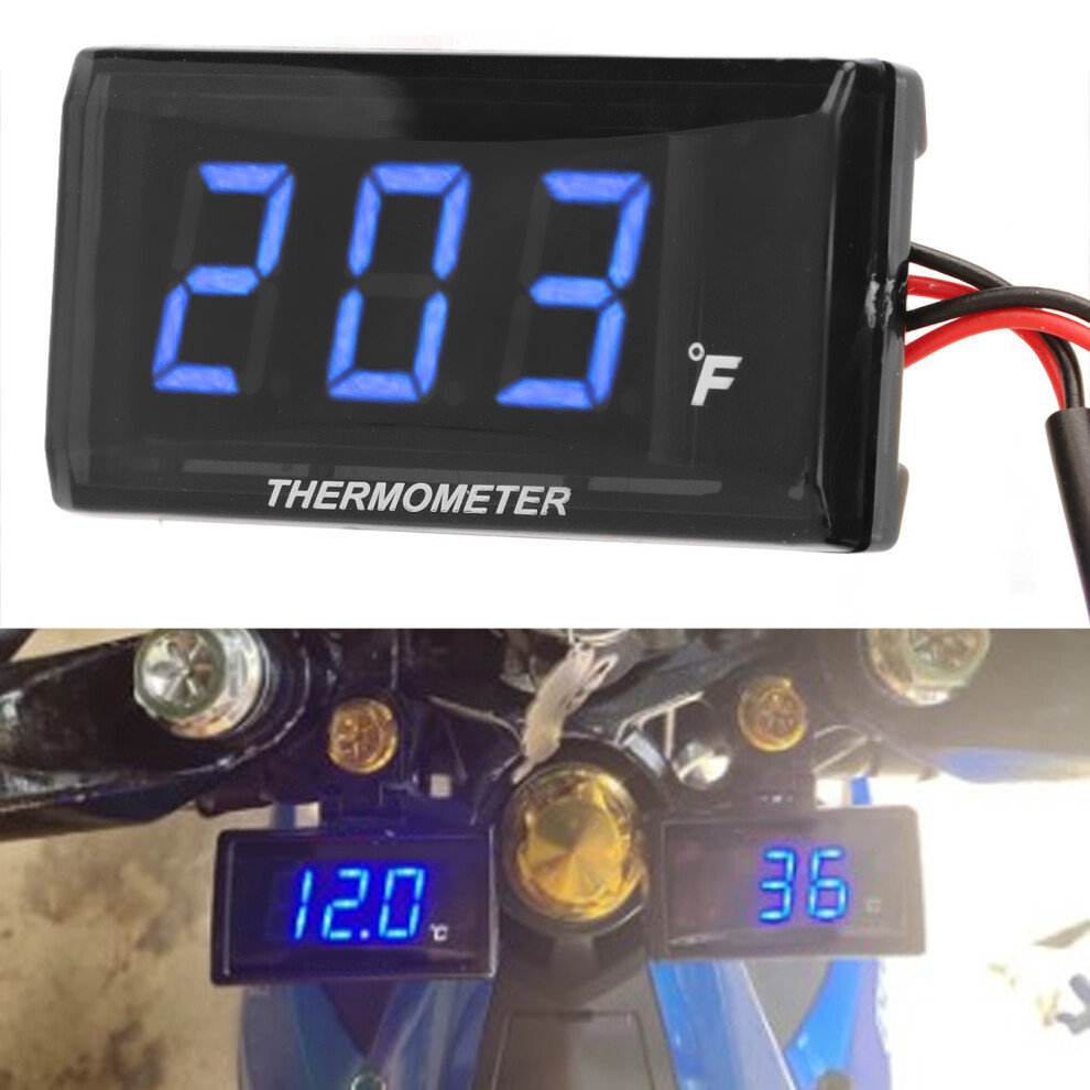 Motorcycle Digital Water Temperature Gauge Ultra Thin Dc 12V Lcd With 18Mm Sensor Adapter For Most Motorbikes Blue 9381324871462