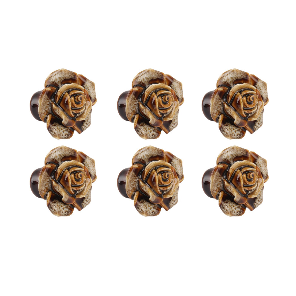 6Pcs Cabinet Knob Rose Flower Shape Delicate Ceramic Knob For Dresser Drawer Leopard White 5081324882744
