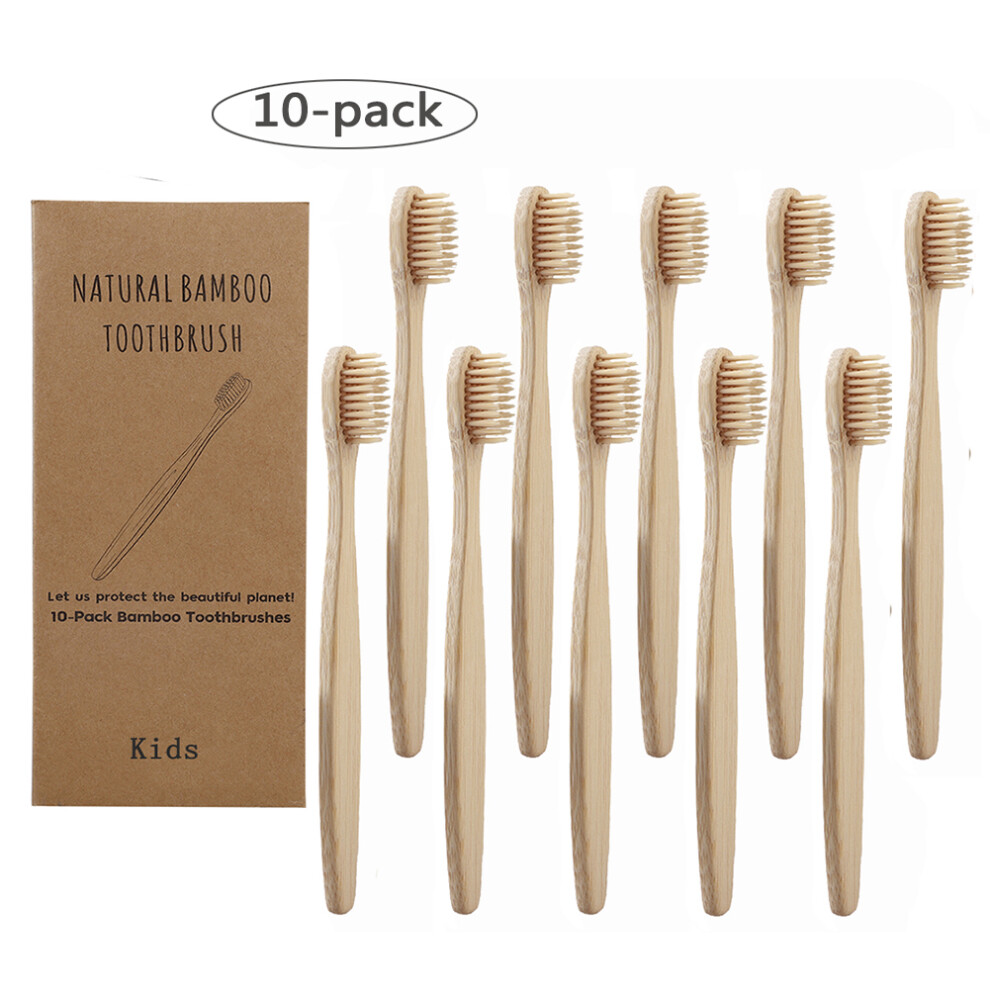 Beige/Yellow 10Pcs Toothbrushes Soft Bristle Remove Surface Stains Comfortable Grasp Toothbrushes Set For Children