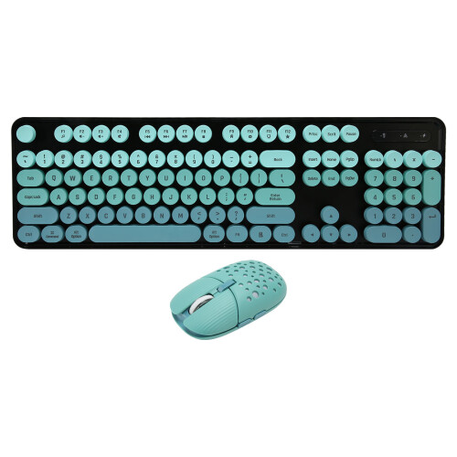 Wireless Keyboard and Mouse Combo 2.4G Wireless Mode Easy Operate Retro Punk Keyboard with 3 DPI Adjustable Gaming Mouse Mixed Color Blue 1