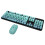 Wireless Keyboard and Mouse Combo 2.4G Wireless Mode Easy Operate Retro Punk Keyboard with 3 DPI Adjustable Gaming Mouse Mixed Color Blue 16