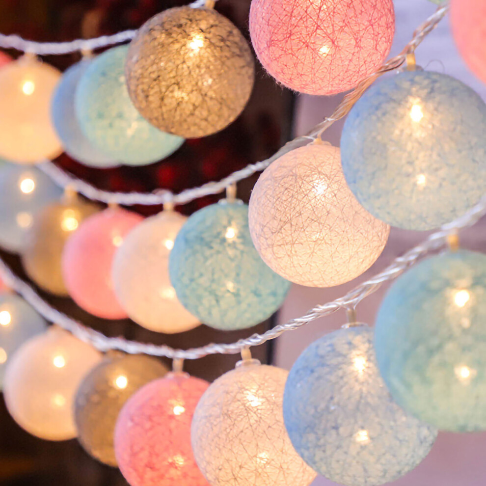 Coloured Lights LED Plastic Ball Christmas New Year Flashing String Light for Decoration Macaroon Color 2 Meter 10LED Battery Type-image-OPC-PHX59XS-NEW