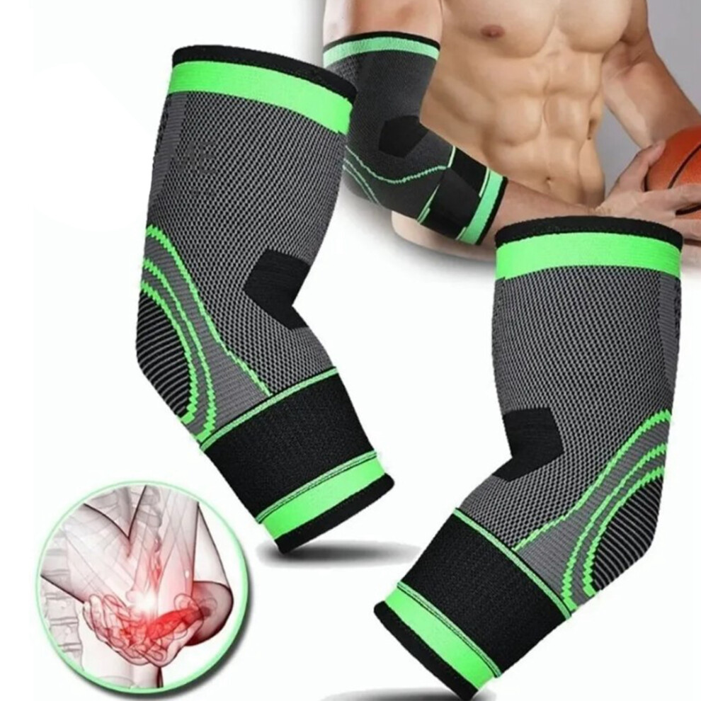 Green 1 Pair Elbow Brace For Men Breathable Even Pressure Stretch Sports Elbow Brace For Basketball Tennis M