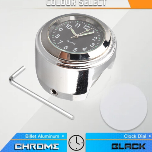 Motorcycle Handlebar Clock Chrome Plating Precise Time Aluminium Alloy Handlebar Mount Watch 2